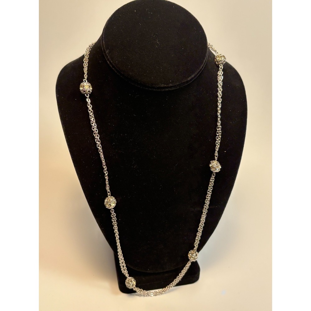 Necklace Disco Rhinestone Baubles Silver Tone Chain‎ Sarah Coventry Vintage
